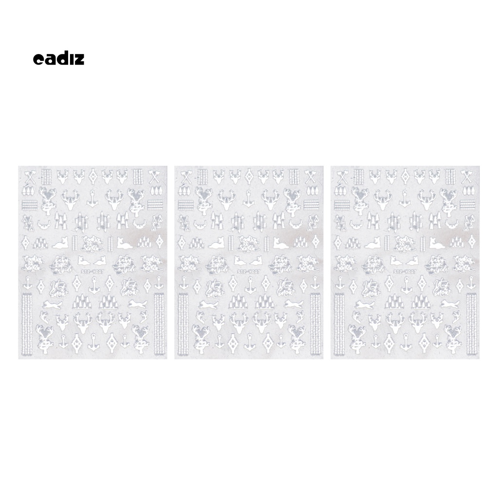 Bộ 3 Miếng Dán Móng Tay Dạ Quang Hình Bông Tuyết Giáng Sinh