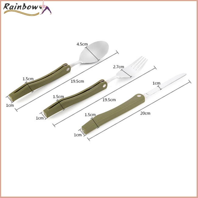 Bộ Dao Muỗng Nĩa Bằng Thép Không Gỉ Có Thể Gấp Gọn Tiện Dụng Khi Đi Cắm Trại