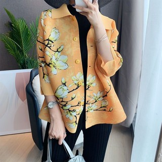 Áo khoác cardigan dáng rộng xếp ly cài một hàng khuy thời trang xuân hè 2023 cho bạn gái