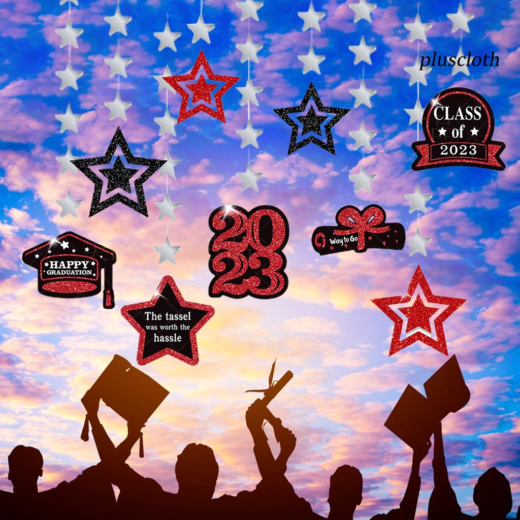 Bộ 9 Phụ Kiện Trang Trí Phông Nền Tiệc Tốt Nghiệp 2023 Hình Ngôi Sao Lấp Lánh