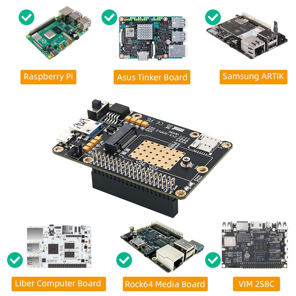 Card Mở Rộng XT-XINTE 4G 5G Cho Bảng Mạch RM500Q / SIM8200 / GM800 Raspberry / For Samsung ARTIK / Rock64