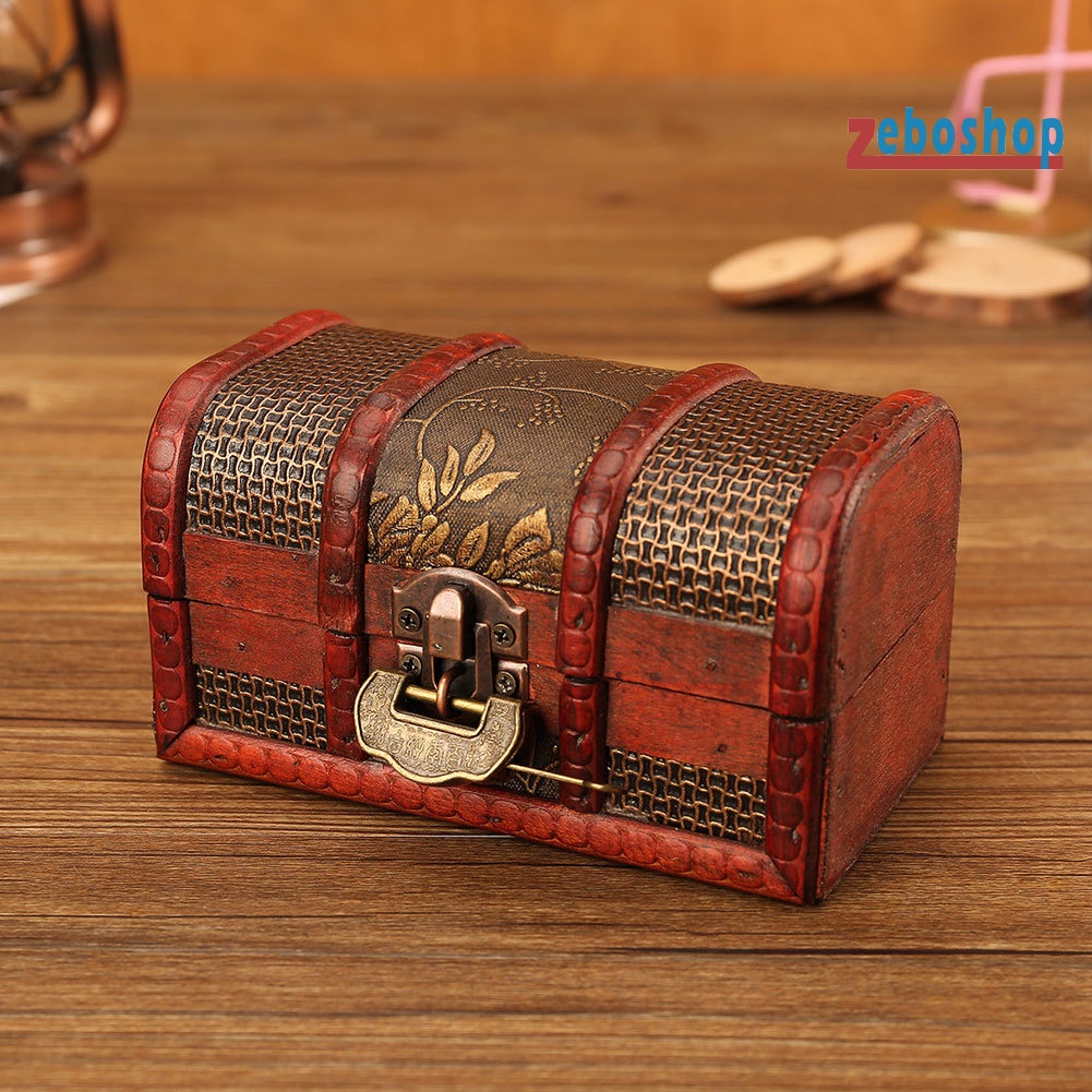 Hộp Đựng Trang Sức In Hoa Nhỏ Xinh Có Khóa Kiểu Retro