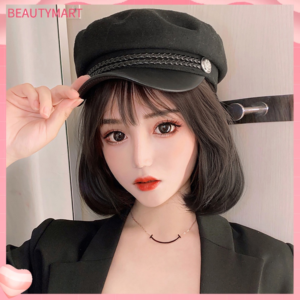 Bộ Tóc Giả Bob Ngắn Thẳng Có Mũ Trùm Thời Trang Dành Cho Nữ