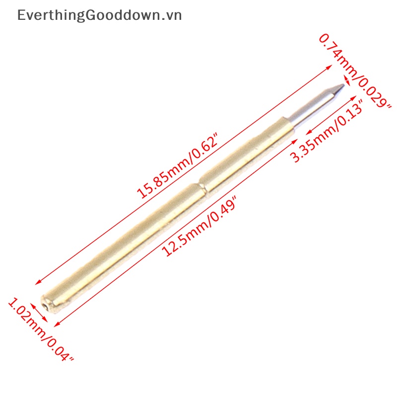 Everthinggooddown 100 Đầu Dò Đường Kính 1.02MM Dài 15.85MM P75-B1 vn
