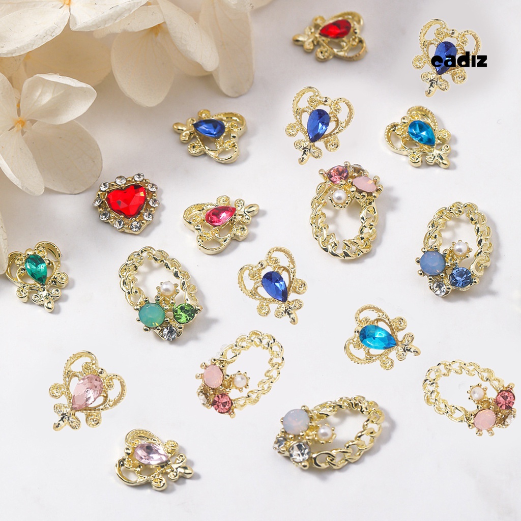 Bộ 10 Miếng Dán Trang Trí Móng Tay Nghệ Thuật Ba Chiều Không Phai Pha Lê Sang Trọng Charms