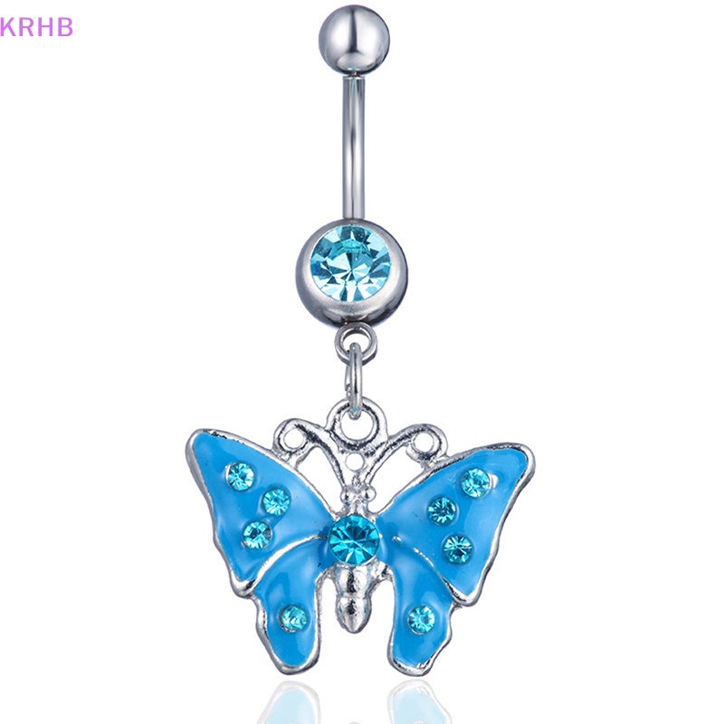 Khuyên Rốn Hình Bướm Đính Đá Bằng Thép Không Gỉ Thời Trang Cho Nữ Mới