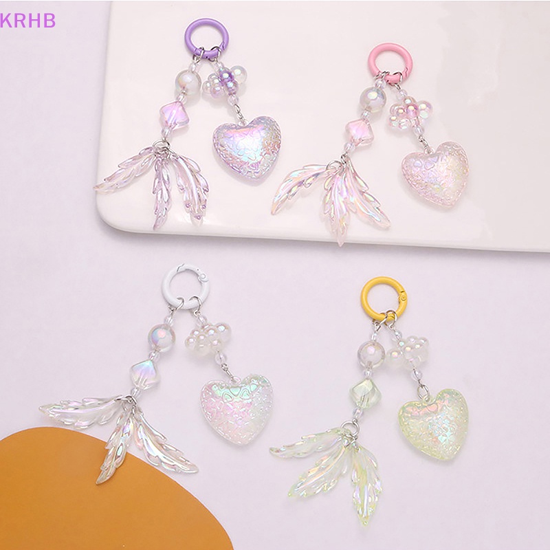 Móc Khóa Hình Trái Tim / Lá Nhiều Màu Phong Cách Hàn Quốc Dành Cho Nữ Mới