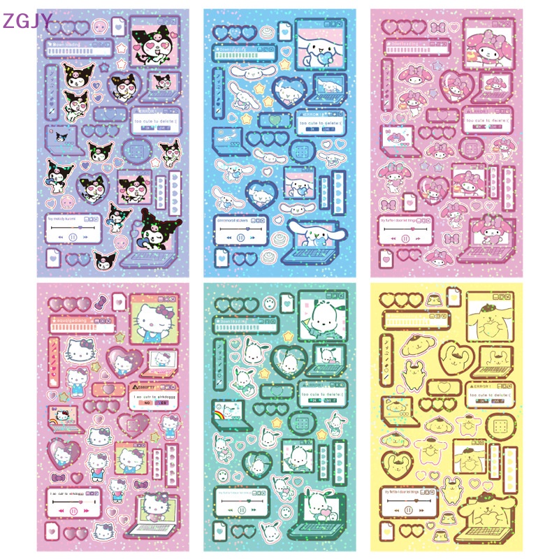 Bộ 3 Miếng Dán Hoạt Hình Kuromi Cinnamoroll Đáng Yêu Trang Trí Laptop Mới