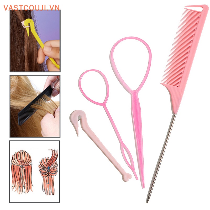 Bộ 4 Lược Bện Tóc Co Giãn Phong Cách Pháp