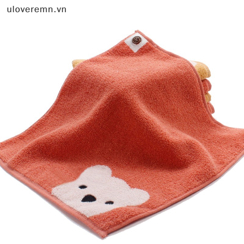 Uloveremn Khăn Lau Mặt Bằng Cotton Mềm Mại Họa Tiết Gấu Hoạt Hình Dễ Thương Có Thể Treo Cho Trẻ Em / Phòng Tắm / Live