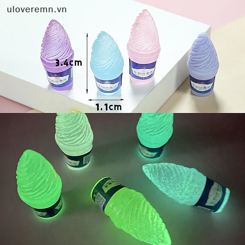 Bộ 5 Mô Hình Kem Hoạt Hình Mini Bằng Nhựa Resin Phát Quang Trang Trí Tiểu Cảnh