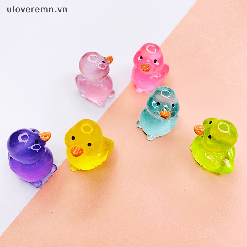 Bộ 2 Tượng Vịt Mini Bằng Nhựa Phát Quang Trang Trí Tiểu Cảnh