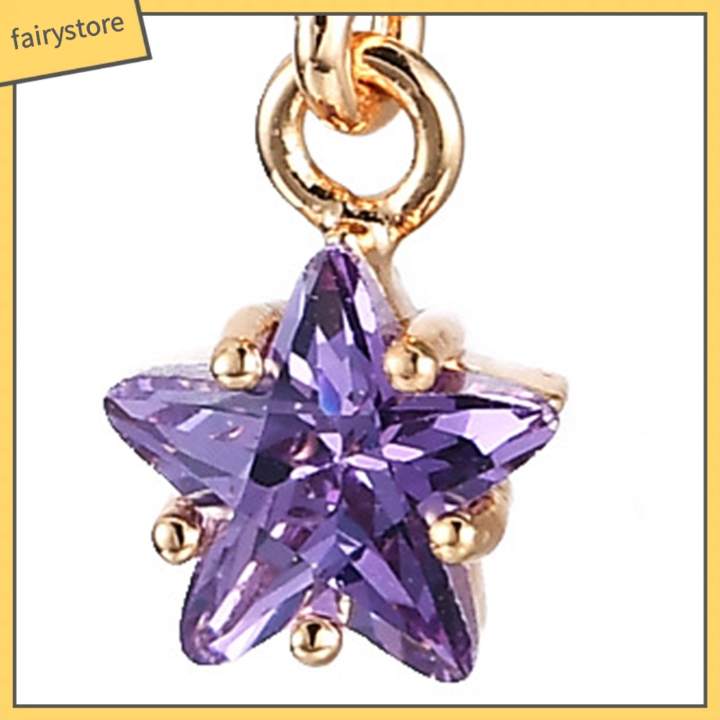 1 Đôi Bông Tai Hình Ngôi Sao Đính Đá Zircon Nhiều Màu Dành Cho Nữ