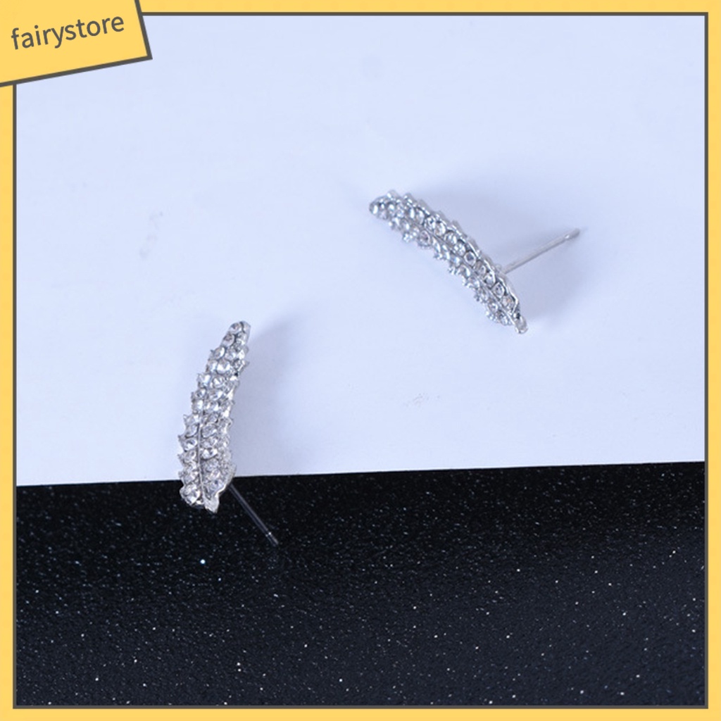 1 Đôi Bông Tai Hình Chiếc Lá Đính Đá Zircon Lấp Lánh Dành Cho Nữ