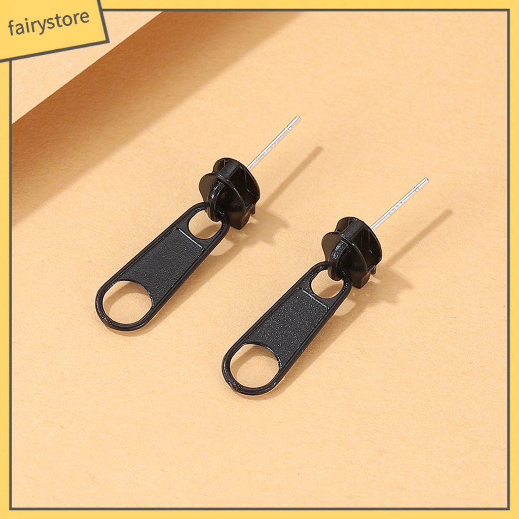 1 Đôi Bông Tai Hình Khóa Kéo Hoạt Hình Màu Kẹo Ngọt Dành Cho Nữ