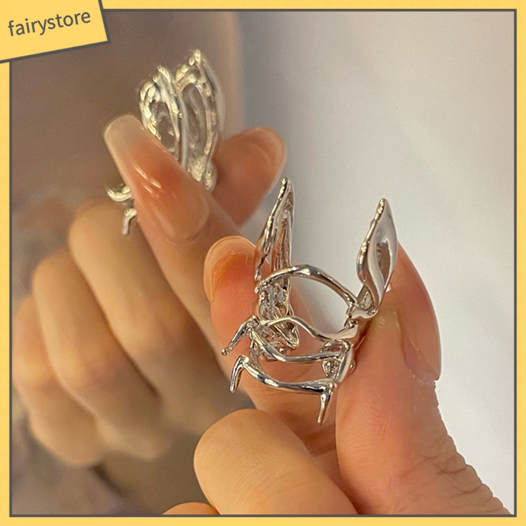 1 Đôi Khuyên Kẹp Vành Tai Không Xỏ Lỗ Hình Bướm Phong Cách Punk