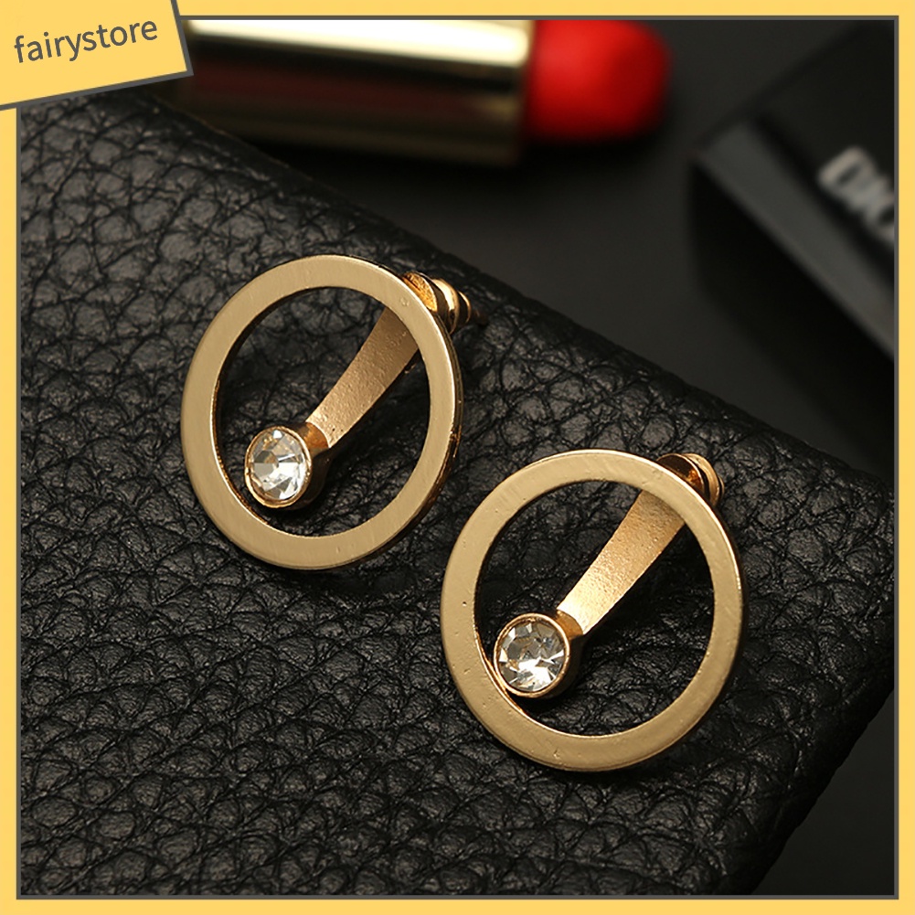 Bông Tai Tròn Hai Mặt Đính Đá Thời Trang Dành Cho Nữ