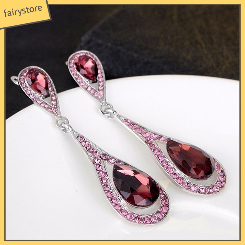 Bông Tai Hình Giọt Nước Đính Đá Giả Thời Trang Dành Cho Nữ