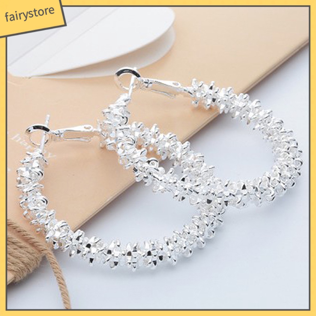 1 Đôi Bông Tai Hình Tròn Thắt Nút Bằng Hợp Kim Nhẹ Thời Trang Dành Cho Nữ