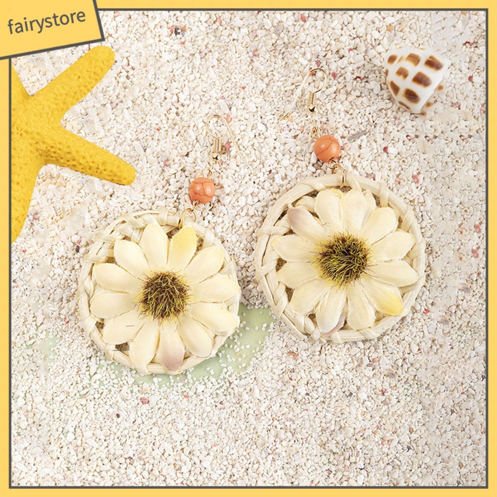 1 Đôi Bông Tai Hình Học Dáng Dài Hình Hoa Thời Trang Cho Nữ