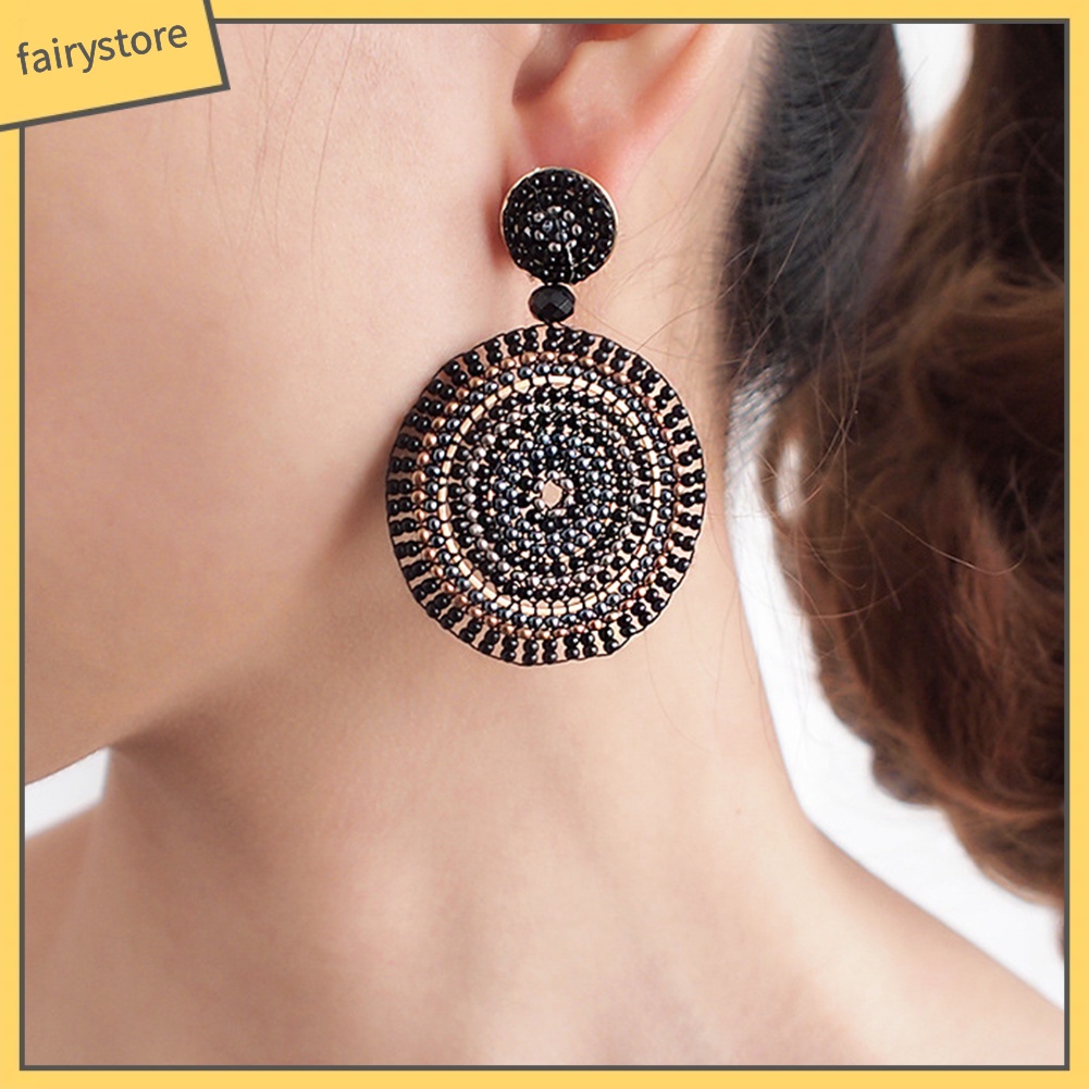 Bông Tai Tròn Xỏ Hạt Thủ Công Phong Cách Bohemian Thời Trang Cho Nữ