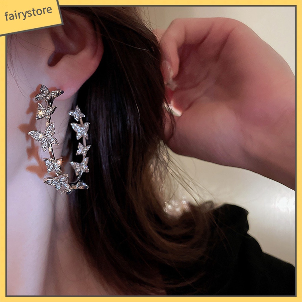 1 Đôi Bông Tai Tròn Đính Đá Thời Trang Dành Cho Nữ