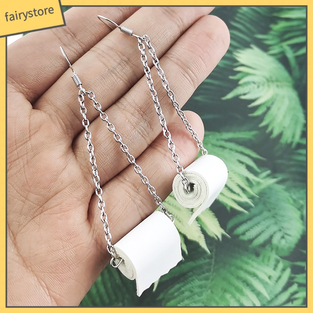 [FRO] Khuyên Tai Thả Hình Cuộn Toilet Bằng Giả Da Tinh Tế Cho Nữ Cuộc Sống Hàng Ngày