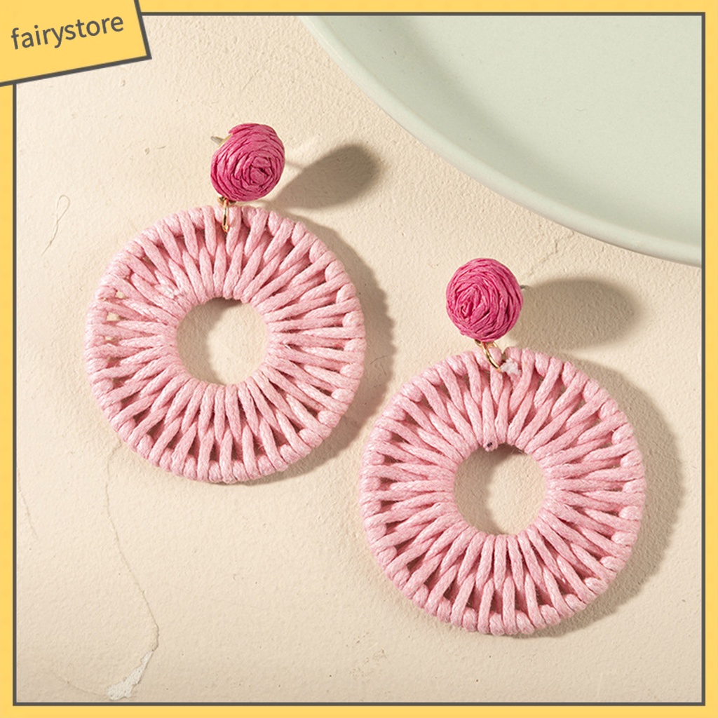 1 Đôi Bông Tai Tròn Màu Sắc Tươi Sáng Dành Cho Nữ