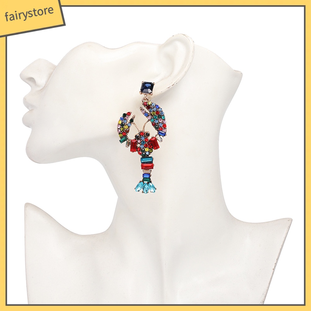 [FRO] Bông Tai Hình Tôm Hùm Đính Đá Sáng Tạo Cho Nữ