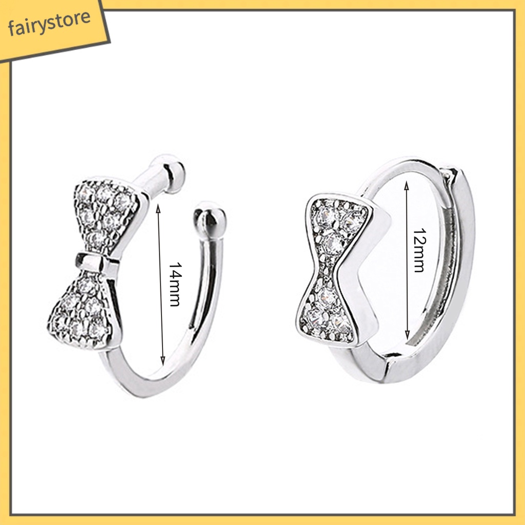 1 Khuyên Vành Tai Hình Nơ Đính Đá Lấp Lánh Phong Cách Pháp