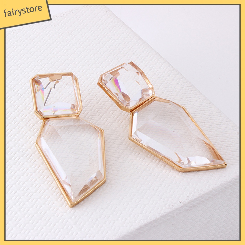 Bông Tai Hình Học Bằng Nhựa Resin Lấp Lánh Phong Cách Vintage Dành Cho Nữ