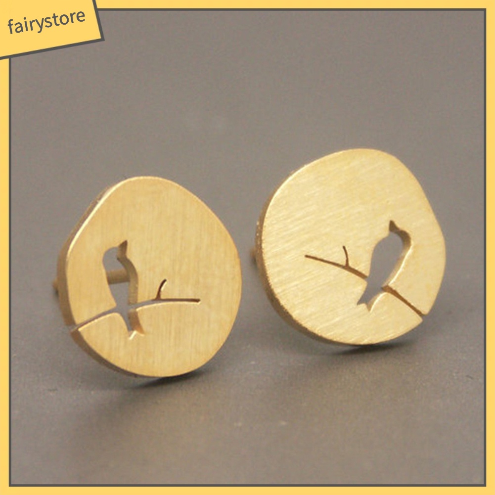 Bông Tai Hình Chim Và Nhánh Cây Rỗng Dễ Thương Cho Nữ