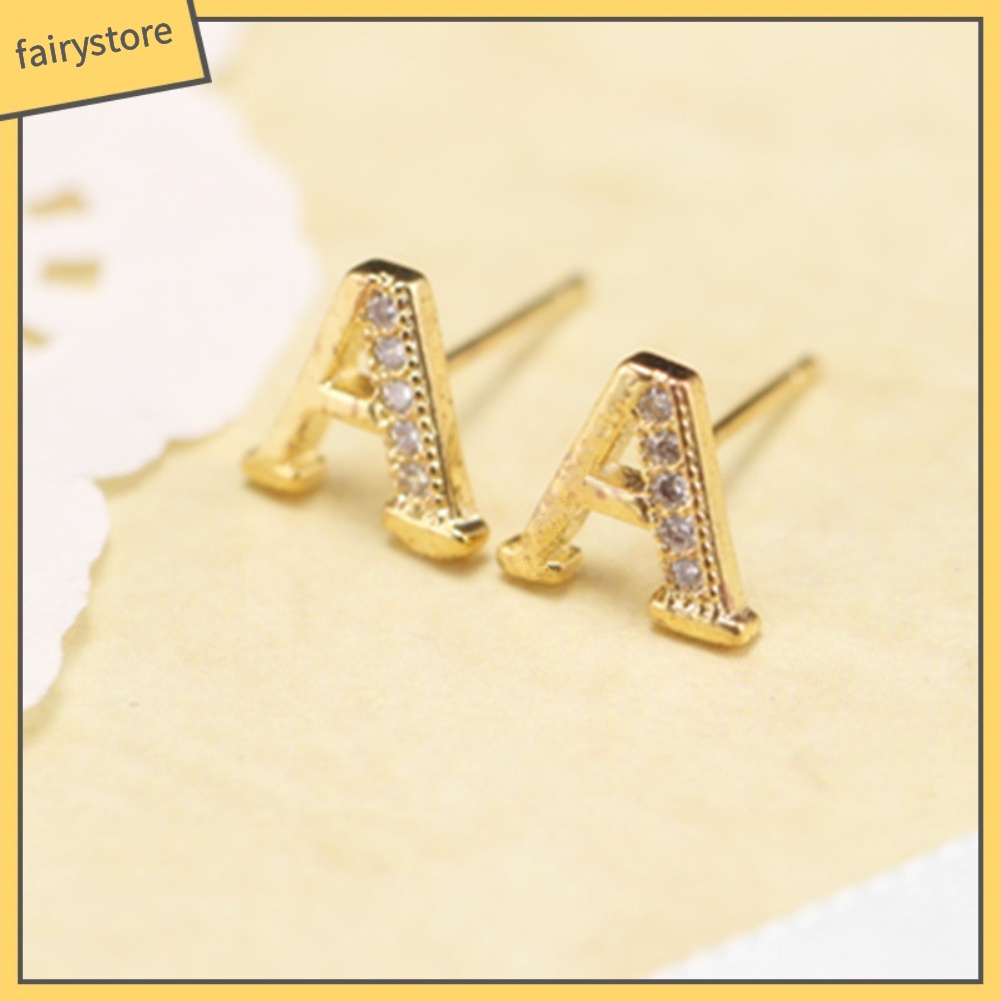 Bông Tai Chữ Cái Đính Đá Thời Trang Dành Cho Nữ