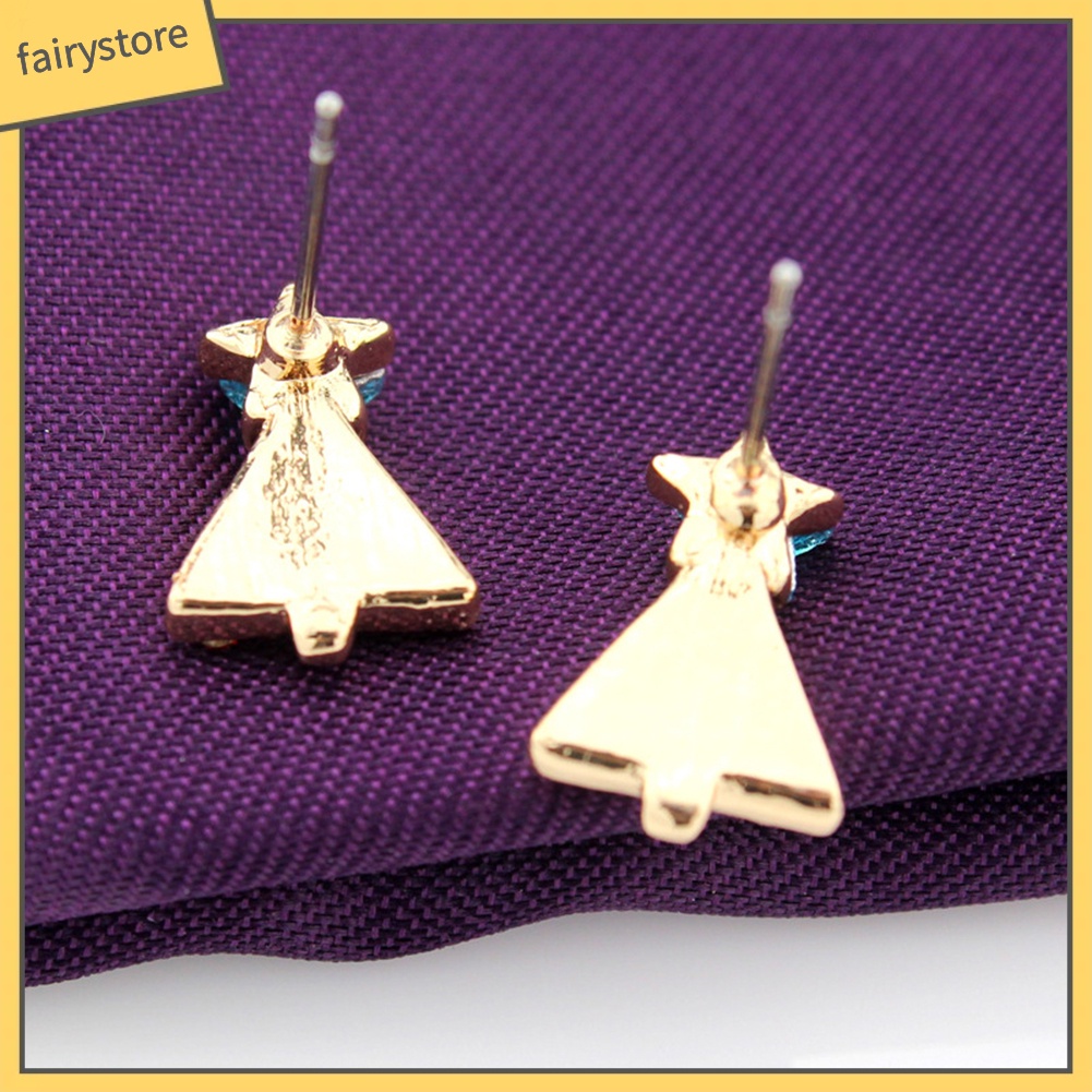 Bông Tai Hình Cây Thông Giáng Sinh Đính Đá Nhiều Màu Sắc Thời Trang