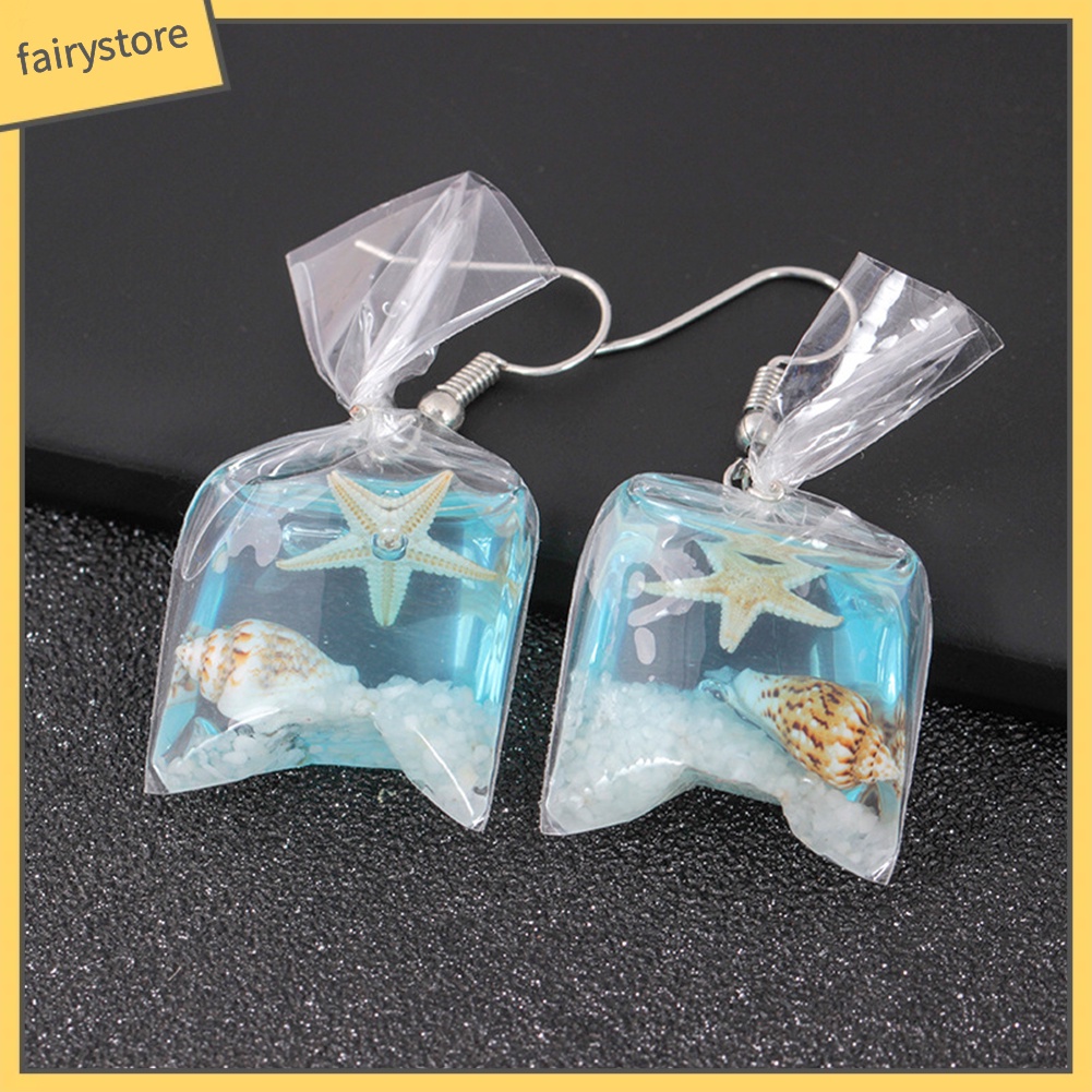 Bông Tai Nhựa Resin Trong Suốt Hình Sao Biển / Hoa Khô / Ngôi Sao Đáng Yêu Dành Cho Nữ