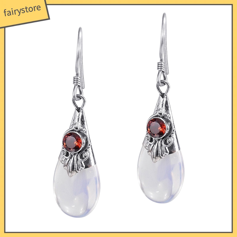 Bông Tai Hình Giọt Nước Đính Đá Mặt Trăng Thời Trang Dành Cho Nữ