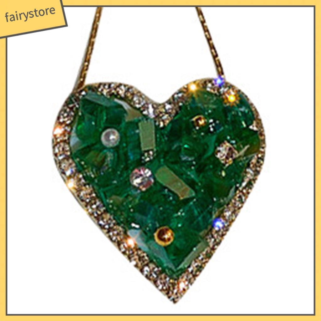 1 Đôi Bông Tai Hình Trái Tim Đính Pha Lê Lấp Lánh