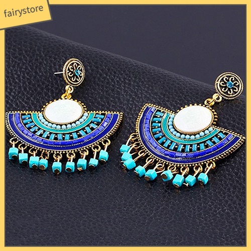 Bông Tai Dáng Dài Hình Hoa Phối Tua Rua Phong Cách Bohemian Thời Trang Cho Nữ