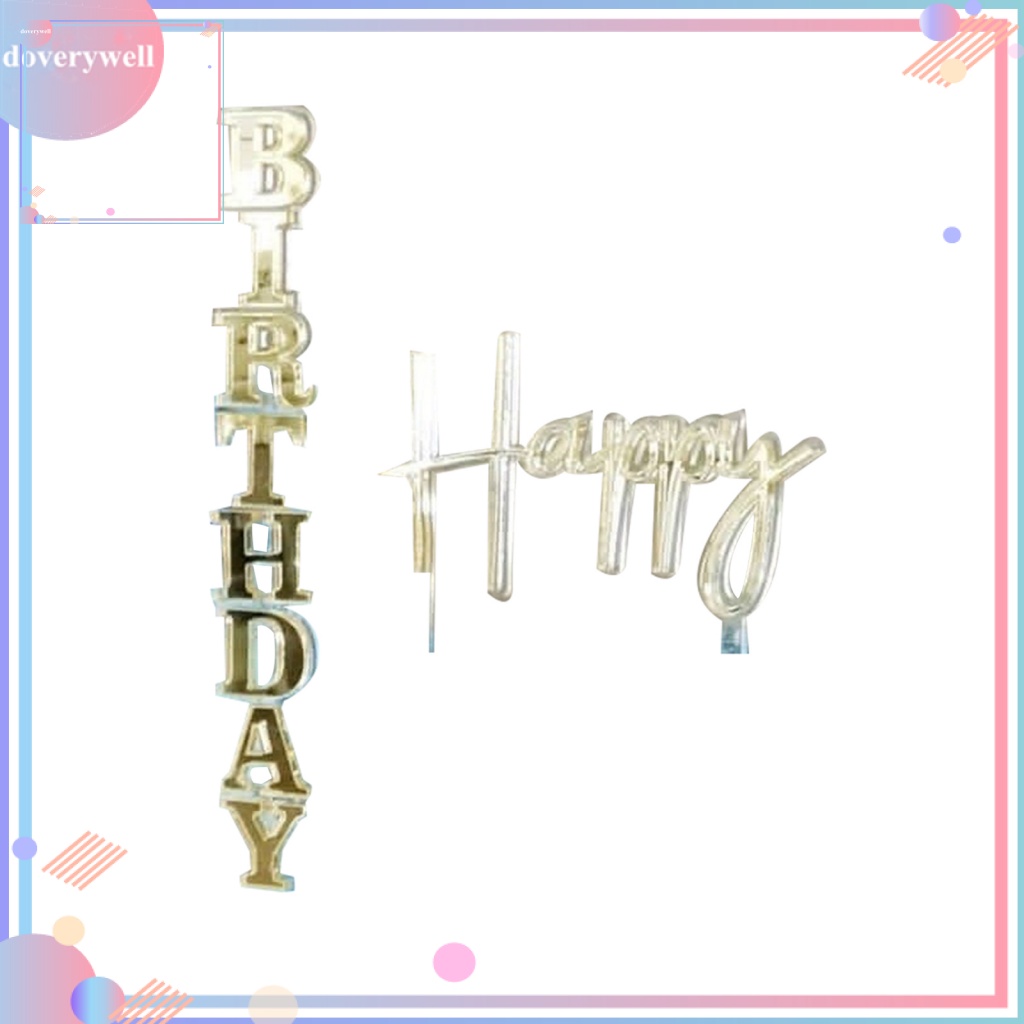 Set 2 Topper Trang Trí Bánh Kem Chữ Happy Birthday Bằng Acrylic