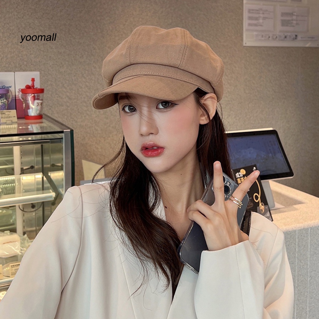 Mũ Beret Cotton Màu Trơn Giữ Ấm Thời Trang