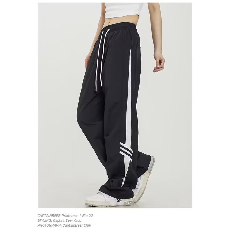 Quần Thể Thao Dài Ống Đứng Phối Sọc Đơn Giản Thời Trang Theo Phong Cách Mỹ Cho Cả Nam Và Nữ