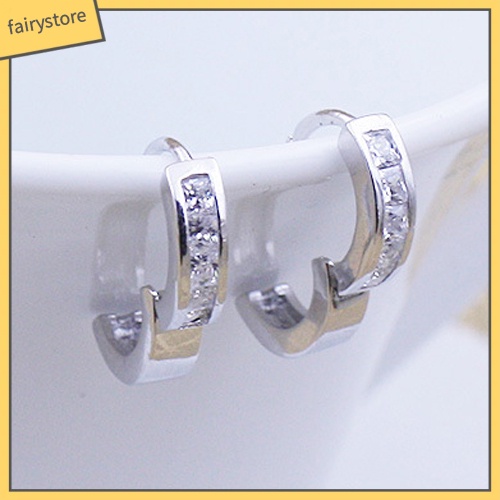 Bông Tai Mạ Bạc Dạng Vòng Đính Đá Thời Trang Dành Cho Nam