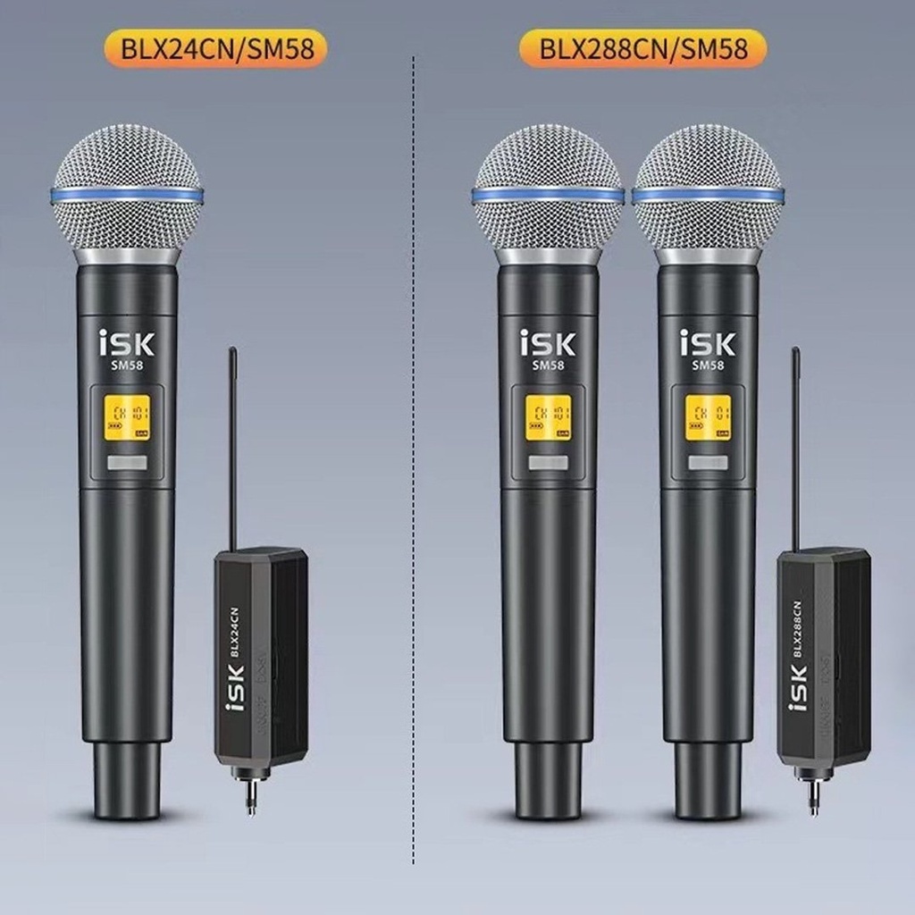 Micro Thu Âm Mic Livestream ISK SM58 Loại Cầm Tay - Mic Không Dây BLX24CN/SM58 Dùng Cho Sound Card, Âm li, Baongoc audio