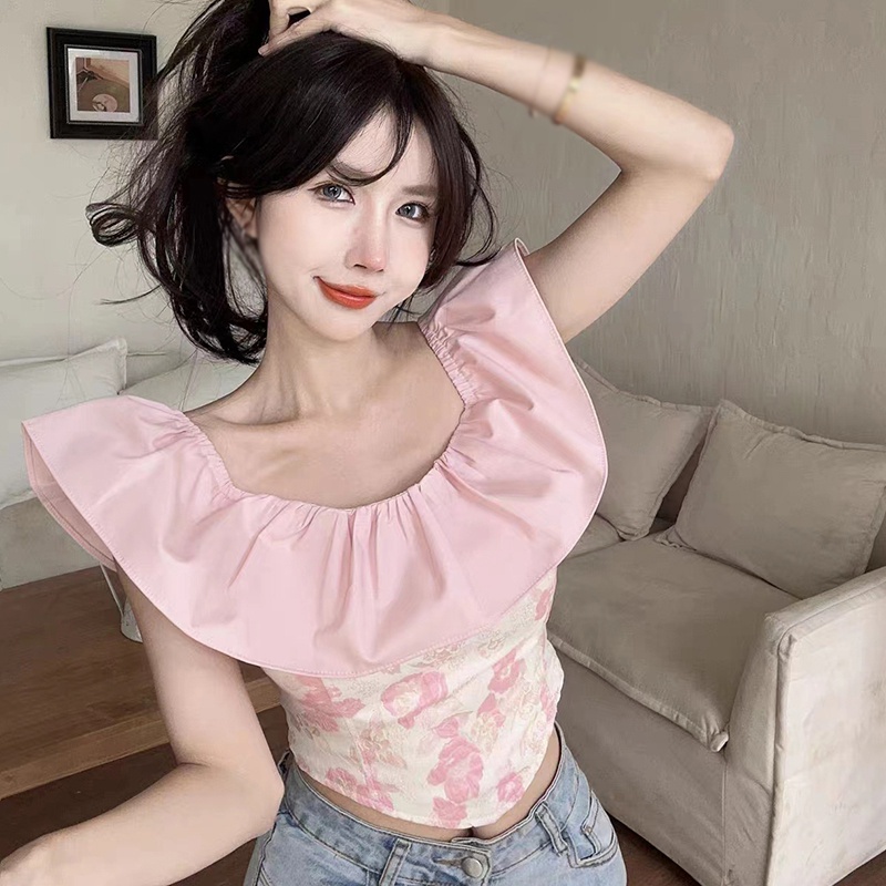 Áo Kiểu Trễ Vai Dáng Ôm Ngắn Thời Trang Quyến Rũ Cho Nữ