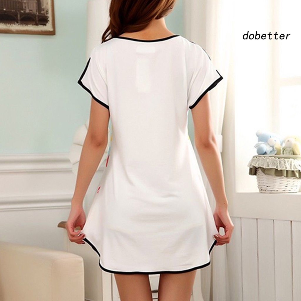 Đầm Ngủ Cotton Pha Thoáng Khí In Họa Tiết Thỏ Hoạt Hình [DO] Cho Nữ