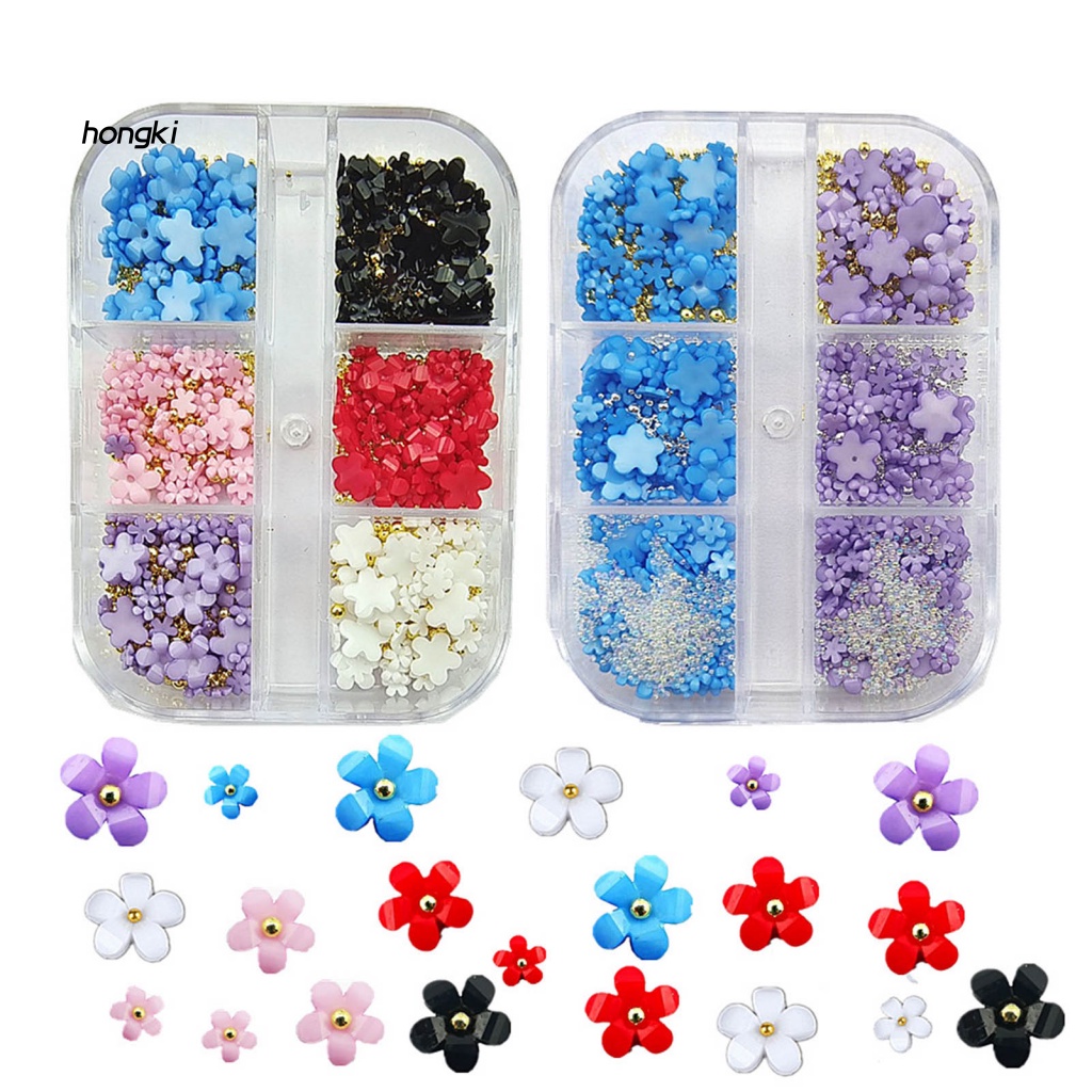 Phụ Kiện Hạt Thép Mini Hình Hoa 3D Nhiều Màu Trang Trí Móng Nghệ Thuật