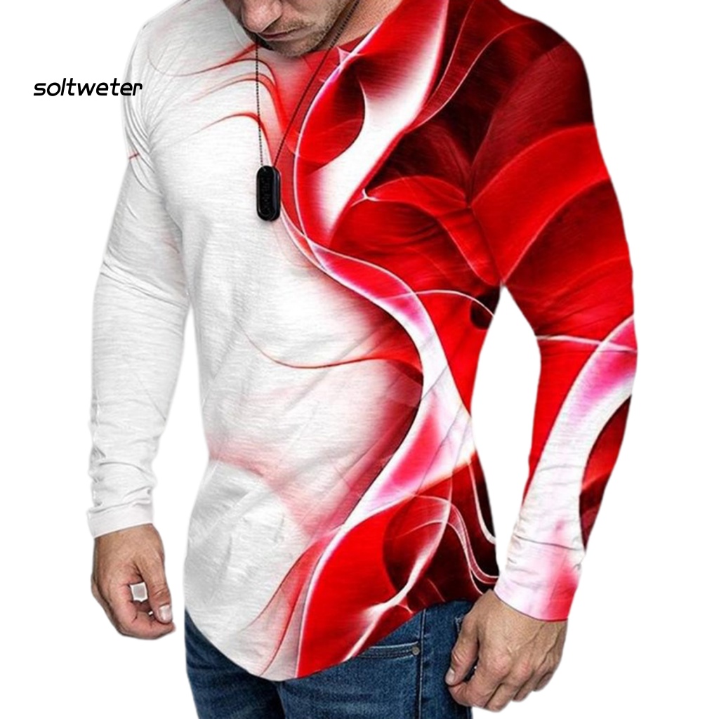 Áo Thun Cổ Tròn Dáng Ôm In Họa Tiết Trừu Tượng Thời Trang Mùa Xuân Cho Nam