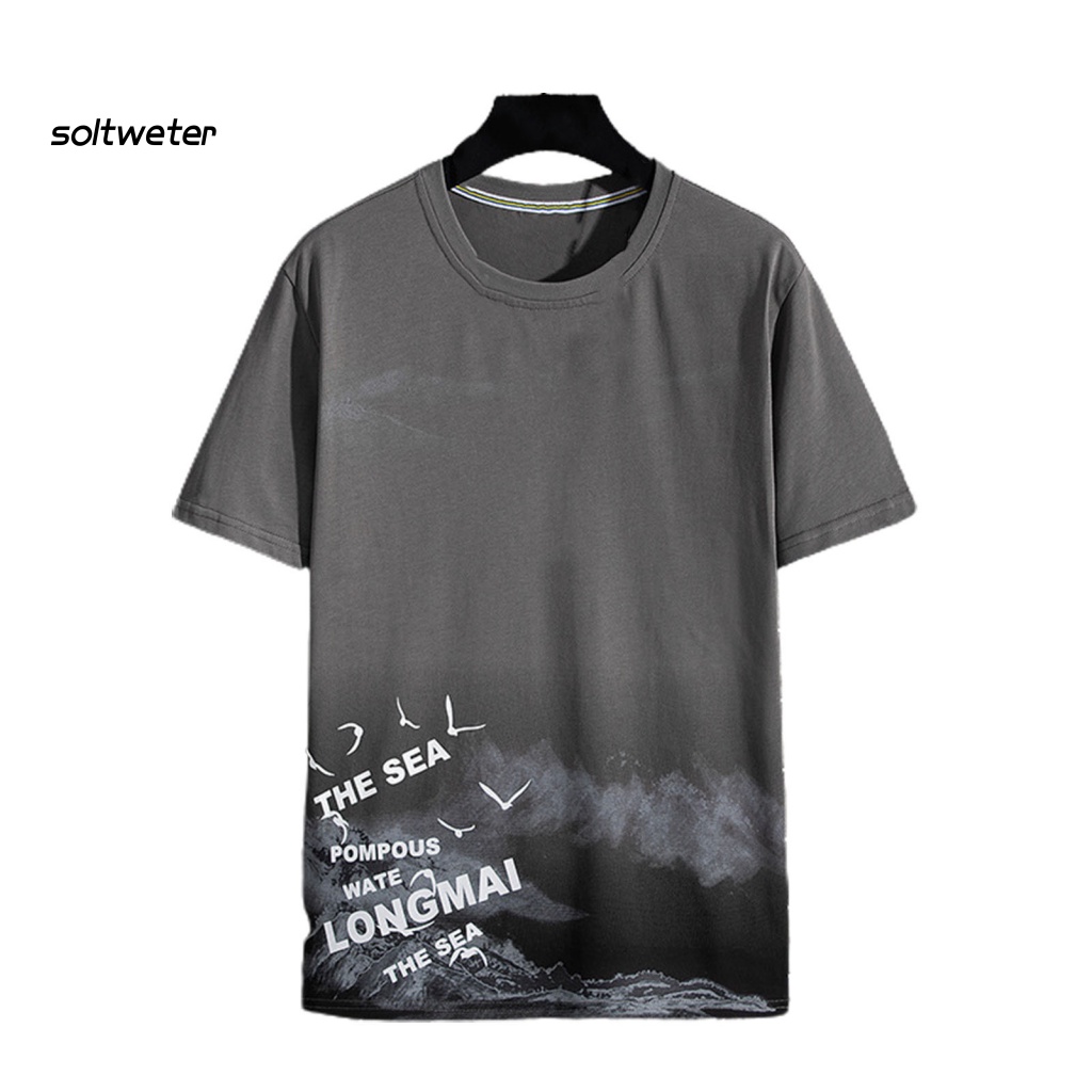 Áo Thun Tay Ngắn Cổ Tròn Dáng Rộng In Hình Cá Tính Trẻ Trung Cho Nam