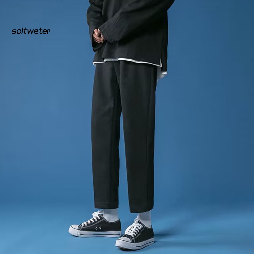 Quần Lửng Lưng Vừa Lót Lông Dày Dặn Màu Trơn Giữ Ấm Mùa Thu Đông Cho Nam