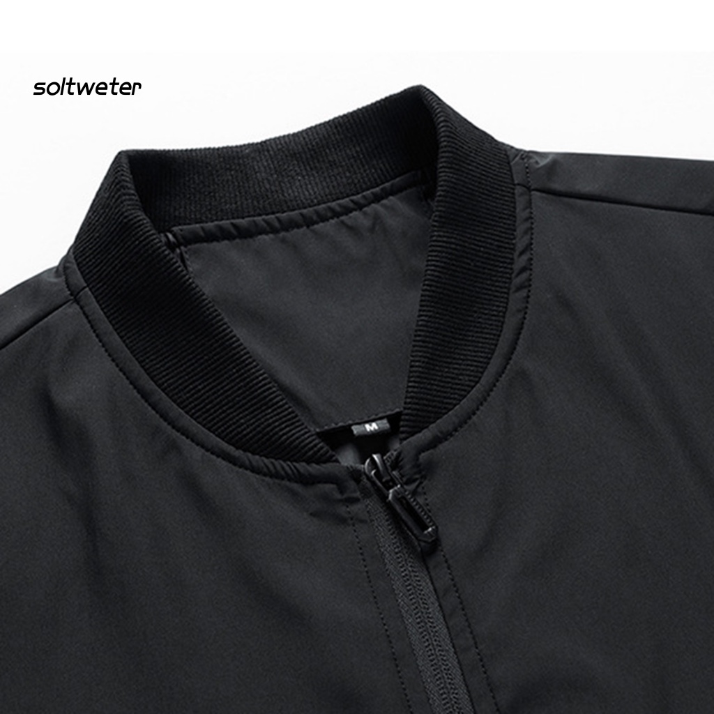 Áo Khoác Cổ Đứng Màu Trơn Dáng Rộng Có Túi Và Khóa Kéo Thời Trang Xuân Thu Cho Nam